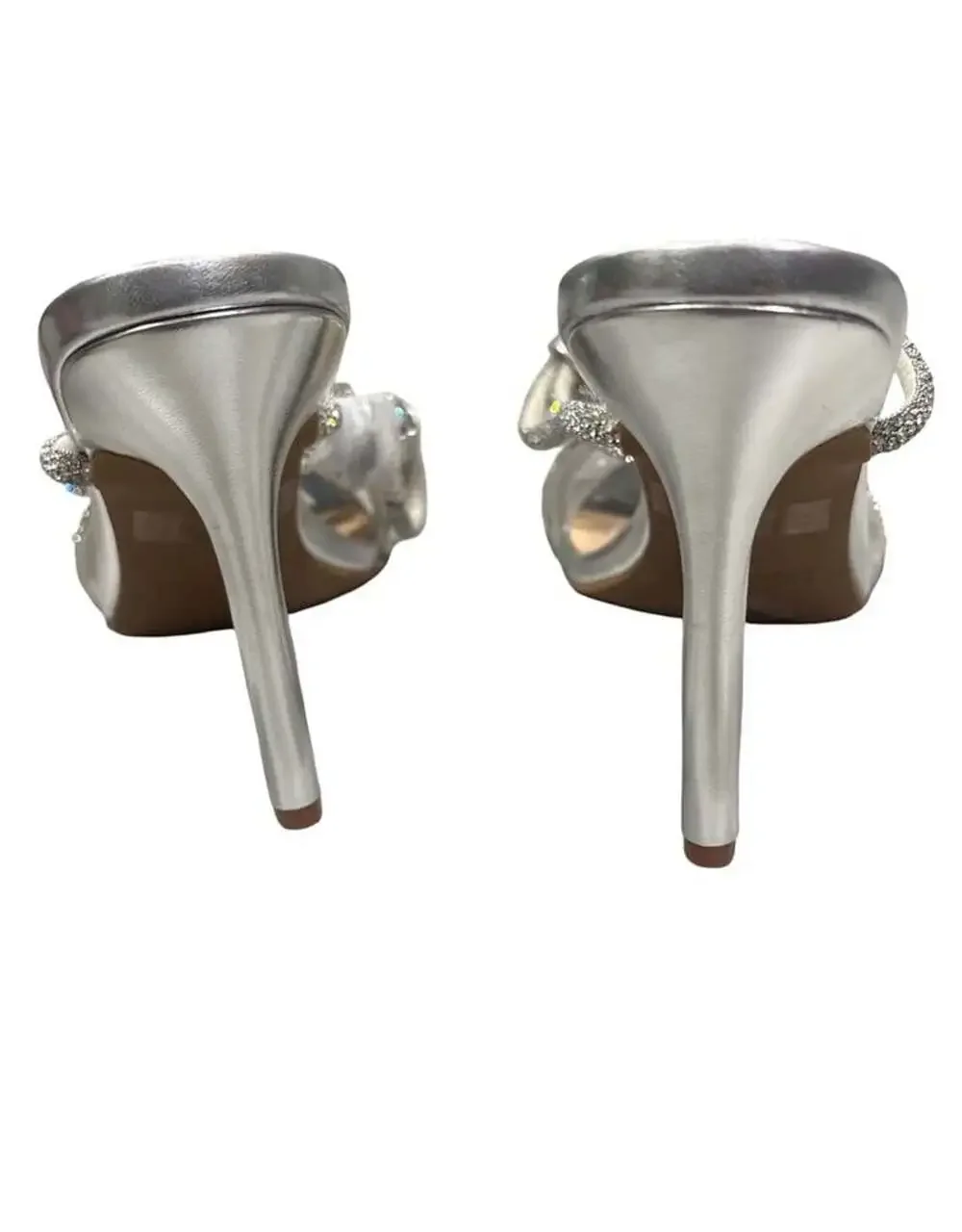 Dream Pairs Silver Rhinestone Bow Stiletto Heels Women's Size 8 Bridal Party